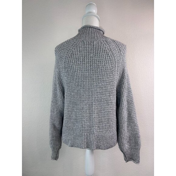 American Eagle women's small light grey waffle knit mock neck sweater casual - Picture 5 of 7